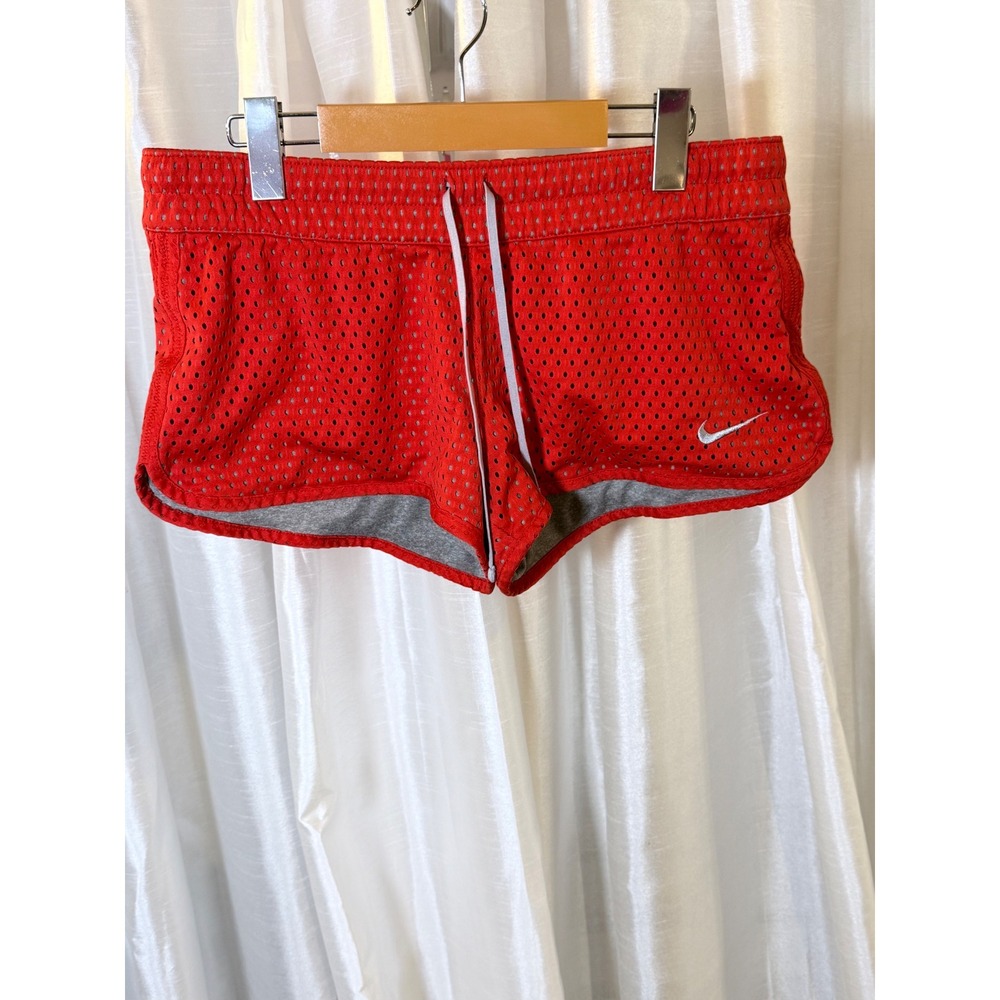 Nike Mesh Running Shorts Womens S Red Excellent Breathable Lined Athletic